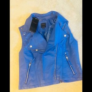 NWOT Leather-like Electric Blue Studded Vest
